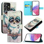 For ZTE Blade A73 4G 3D Painting Horizontal Flip Leather Phone Case(Grey Owl)