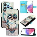 For ZTE Blade A75 4G 3D Painting Horizontal Flip Leather Phone Case(Grey Owl)