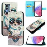 For Nokia X30 5G 3D Painting Horizontal Flip Leather Phone Case(Grey Owl)