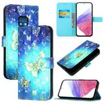 For Nokia XR20 3D Painting Horizontal Flip Leather Phone Case(Golden Butterfly)