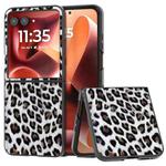 For Motorola Razr 60 Ultra Black Edge Leopard Phone Case(Silver Leopard)