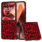 For Motorola Razr 60 Ultra Black Edge Leopard Phone Case(Red Leopard)