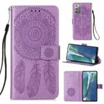 For Samsung Galaxy Note20 Dream Catcher Printing Horizontal Flip Leather Case with Holder & Card Slots & Wallet & Lanyard(Purple)