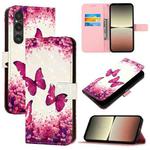 For Sony Xperia 1 V 3D Painting Horizontal Flip Leather Phone Case(Rose Butterfly)