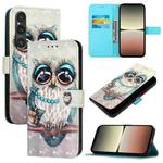 For Sony Xperia 1 V 3D Painting Horizontal Flip Leather Phone Case(Grey Owl)