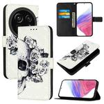 For Sharp Aquos R9 Pro SH-54E 3D Painting Horizontal Flip Leather Phone Case(Skull)