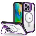 For iPhone 16 Pro Transparent Acrylic MagSafe Lens Holder Phone Case(Purple)