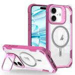 For iPhone 16 Plus Transparent Acrylic MagSafe Lens Holder Phone Case(Pink)