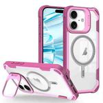 For iPhone 16 Transparent Acrylic MagSafe Lens Holder Phone Case(Pink)