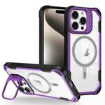 For iPhone 15 Pro Transparent Acrylic MagSafe Lens Holder Phone Case(Purple)