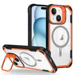 For iPhone 15 Plus Transparent Acrylic MagSafe Lens Holder Phone Case(Orange)