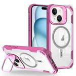 For iPhone 15 Plus Transparent Acrylic MagSafe Lens Holder Phone Case(Pink)