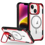 For iPhone 14 Transparent Acrylic MagSafe Lens Holder Phone Case(Red)