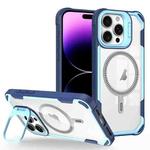 For iPhone 14 Pro Transparent Acrylic MagSafe Lens Holder Phone Case(Blue)