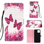 For iPhone 12 mini 3D Painting Horizontal Flip Leather Case with Holder & Card Slot & Wallet & Lanyard(Rose Red Butterfly)