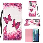 For Samsung Galaxy Note20 3D Painting Horizontal Flip Leather Case with Holder & Card Slot & Wallet & Lanyard(Rose Red Butterfly)