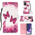For Samsung Galaxy Note20 Ultra 3D Painting Horizontal Flip Leather Case with Holder & Card Slot & Wallet & Lanyard(Rose Red Butterfly)