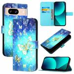 For Google Pixel 8 3D Painting Horizontal Flip Leather Phone Case(Golden Butterfly)