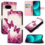 For Google Pixel 8a 3D Painting Horizontal Flip Leather Phone Case(Rose Butterfly)