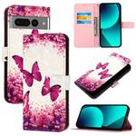 For Google Pixel 7 Pro 3D Painting Horizontal Flip Leather Phone Case(Rose Butterfly)
