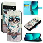 For Google Pixel 6 Pro 3D Painting Horizontal Flip Leather Phone Case(Grey Owl)