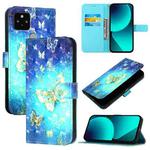 For Google Pixel 5 3D Painting Horizontal Flip Leather Phone Case(Golden Butterfly)