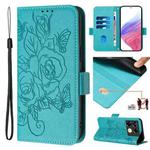 For Infinix Note 40 Pro 4G Embossed Rose RFID Anti-theft Leather Phone Case(Light Blue)