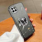 For Honor Play 20 Plated Gradient Glitter Butterfly Holder TPU Phone Case(Black)