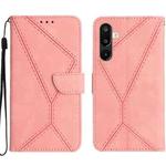 For Samsung Galaxy M36 5G Stitching Embossed Leather Phone Case(Pink)
