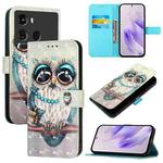 For Itel P40 3D Painting Horizontal Flip Leather Phone Case(Grey Owl)