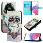 For Itel RS4 3D Painting Horizontal Flip Leather Phone Case(Grey Owl)