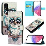 For Itel A48 3D Painting Horizontal Flip Leather Phone Case(Grey Owl)