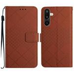 For Samsung Galaxy M36 5G Rhombic Grid Texture Leather Phone Case(Brown)