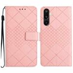 For Samsung Galaxy M36 5G Rhombic Grid Texture Leather Phone Case(Pink)