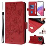 For Tecno Spark 20 Embossed Rose RFID Anti-theft Leather Phone Case(Red)