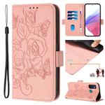 For Tecno Camon 15 / 15 Air Embossed Rose RFID Anti-theft Leather Phone Case(Pink)