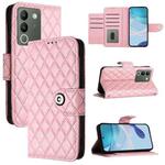 For vivo V29e / Y200 / V30 Lite Rhombic Texture Flip Leather Phone Case with Lanyard(Pink)