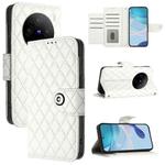 For vivo X100 Rhombic Texture Flip Leather Phone Case with Lanyard(White)