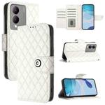 For vivo Y17s 4G / Y17s 5G India  Rhombic Texture Flip Leather Phone Case with Lanyard(White)