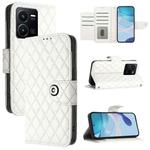 For vivo Y77 / Y77e Rhombic Texture Flip Leather Phone Case with Lanyard(White)