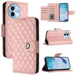 For vivo Y38 / Y200i / T3x Rhombic Texture Flip Leather Phone Case with Lanyard(Coral Pink)