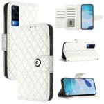 For vivo Y51 2020 India / Y31 India Rhombic Texture Flip Leather Phone Case with Lanyard(White)