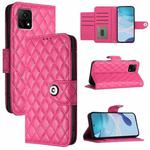 For vivo Y52s 5G / iQOO U3 Rhombic Texture Flip Leather Phone Case with Lanyard(Rose Red)