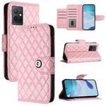 For vivo T1 5G / iQOO U5e Rhombic Texture Flip Leather Phone Case with Lanyard(Pink)