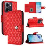 For vivo Y27 5G / Y27s Rhombic Texture Flip Leather Phone Case with Lanyard(Red)