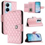 For vivo Y78+ / Y78 / V29 Lite Rhombic Texture Flip Leather Phone Case with Lanyard(Pink)