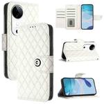 For vivo S19 Rhombic Texture Flip Leather Phone Case with Lanyard(White)