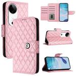 For vivo S19 Rhombic Texture Flip Leather Phone Case with Lanyard(Pink)