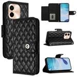 For vivo Y28 4G Rhombic Texture Flip Leather Phone Case with Lanyard(Black)