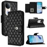For vivo S20 5G Rhombic Texture Flip Leather Phone Case with Lanyard(Black)